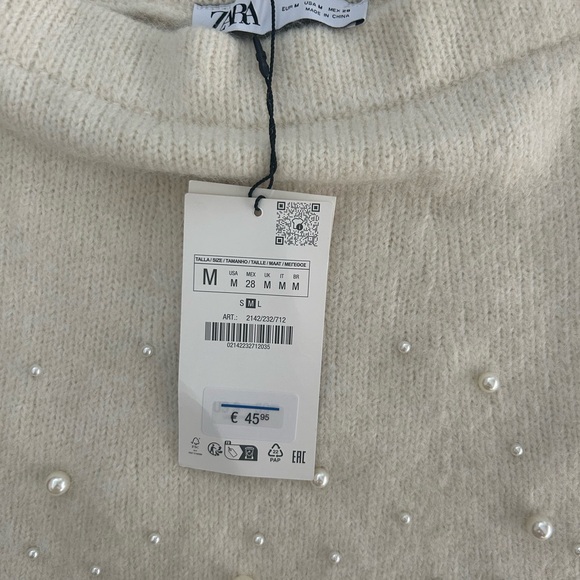 NWT ZARA KNIT SKIRT WITH PEARLS - Picture 7 of 7